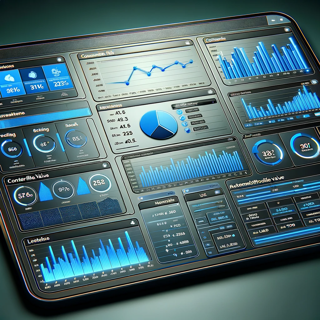 "Digital marketing analytics dashboard displaying key performance metrics